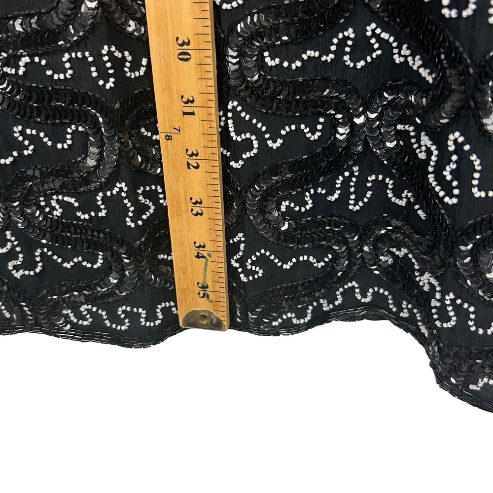 Adrianna Papell Evening Dress Womens 4 Black Sequin Beaded Keyhole Back Cocktail - Picture 7 of 12